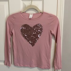 Crewcuts girls pink with 2-tone sequin heart size 8